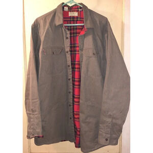 LL BEAN Blanket Flannel Lined Chore GREEN Field Shirt Insulated VINTAGE Tall XL